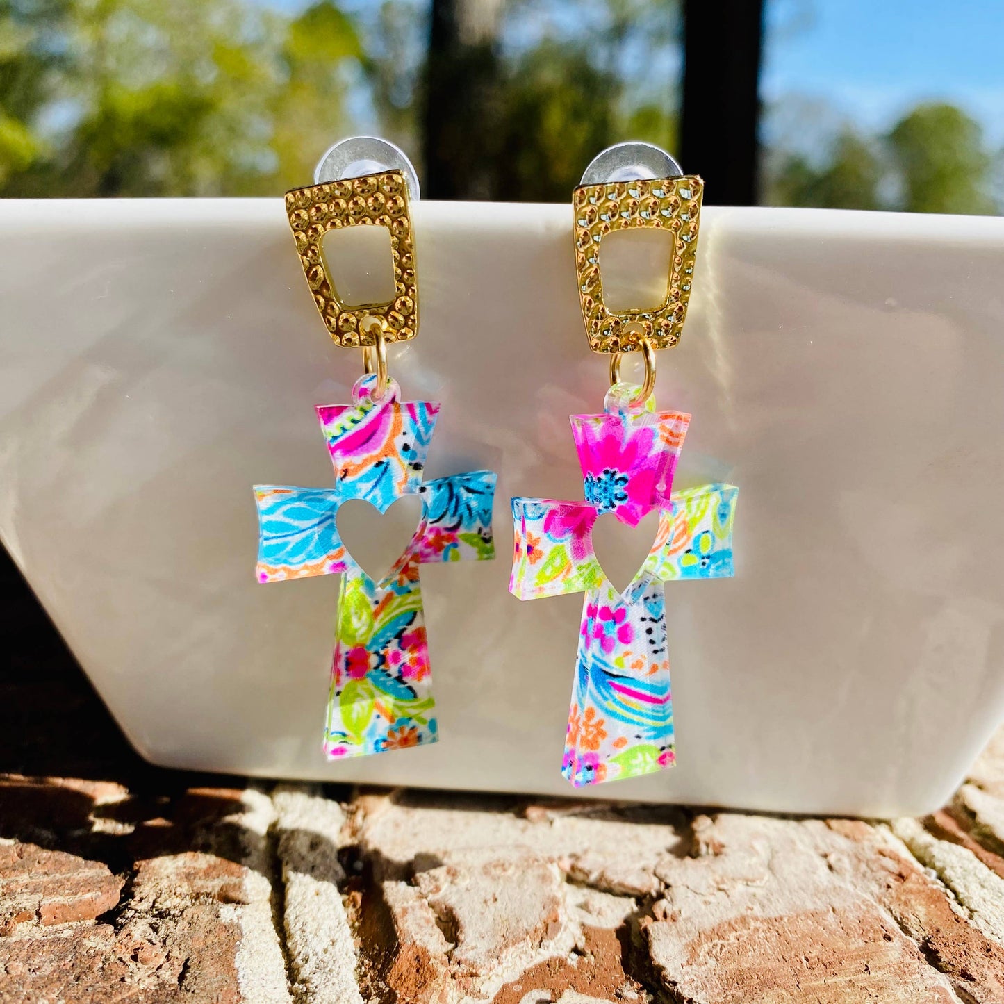 Earrings - Cross - Paisley