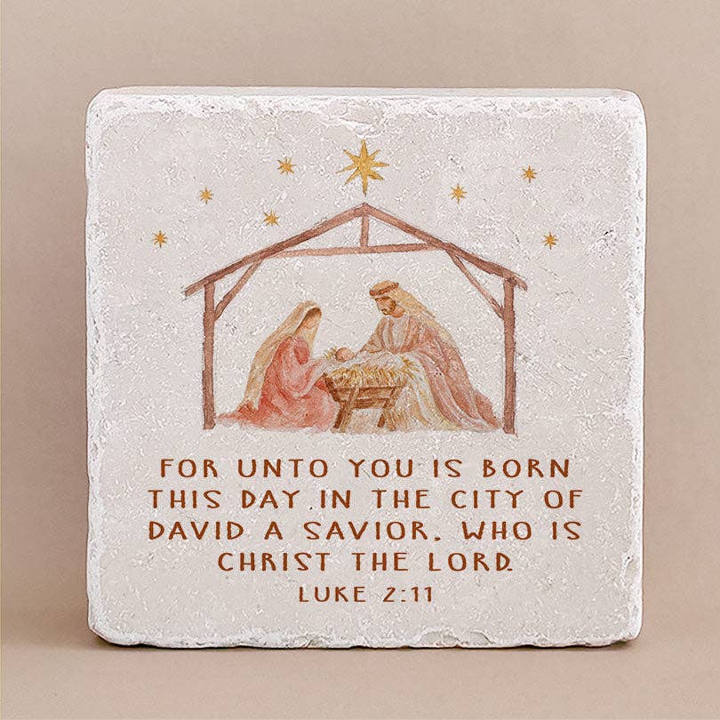Scripture Stone - For unto you... Luke 2:11 Large