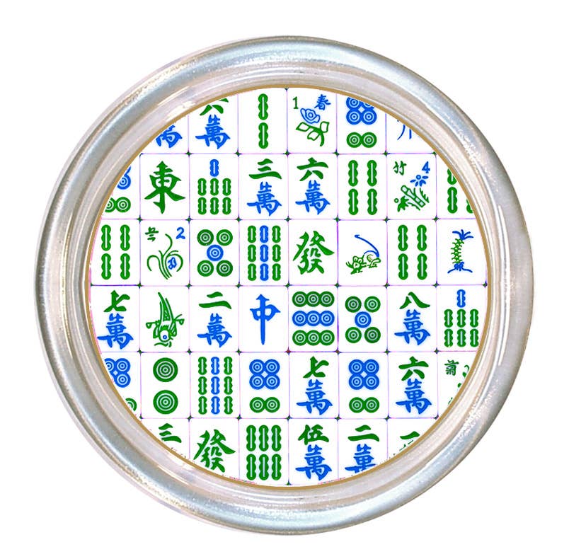 Coaster featuring the Blue and Green Mahjong pattern