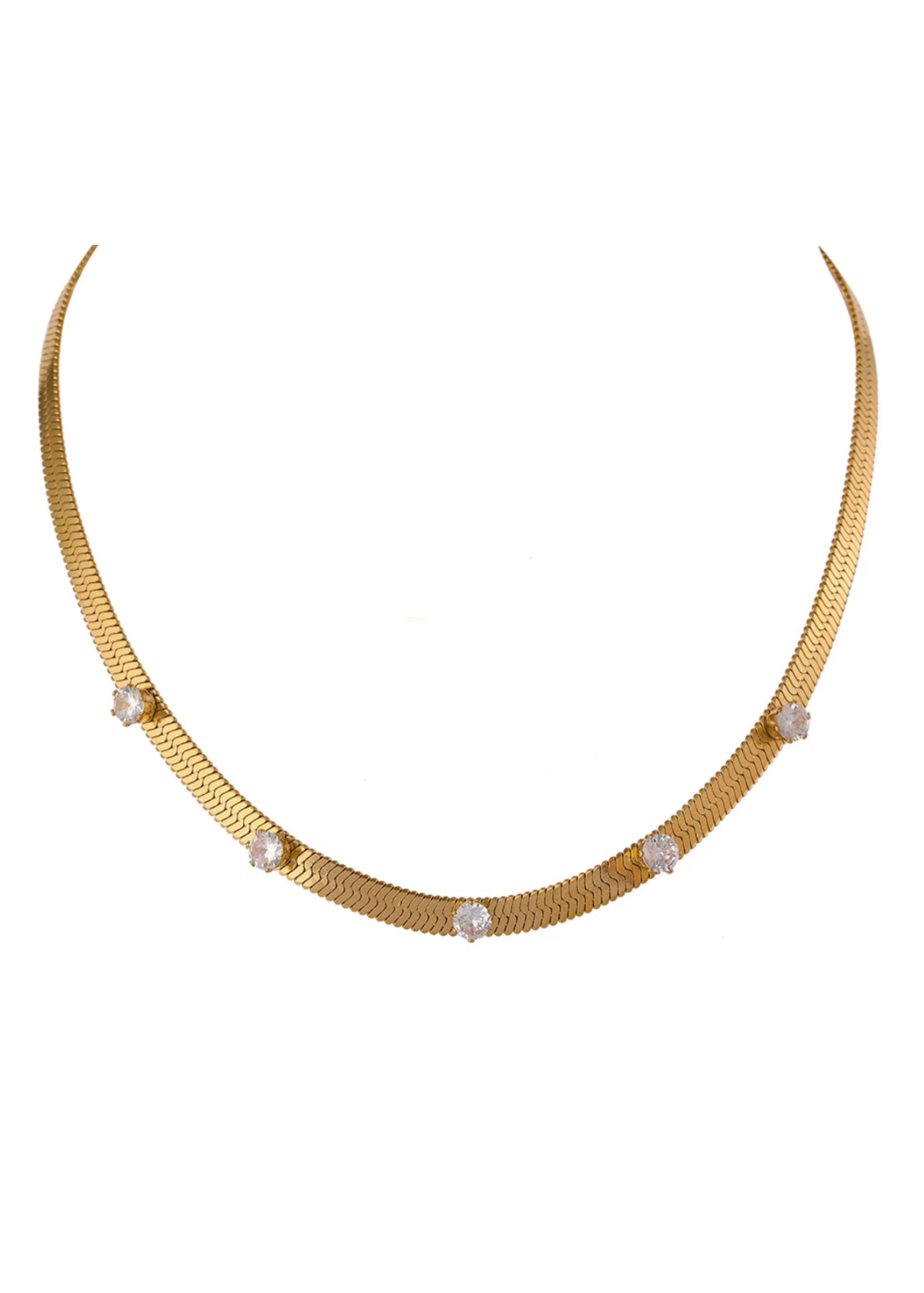 Necklace - Pave Herringbone