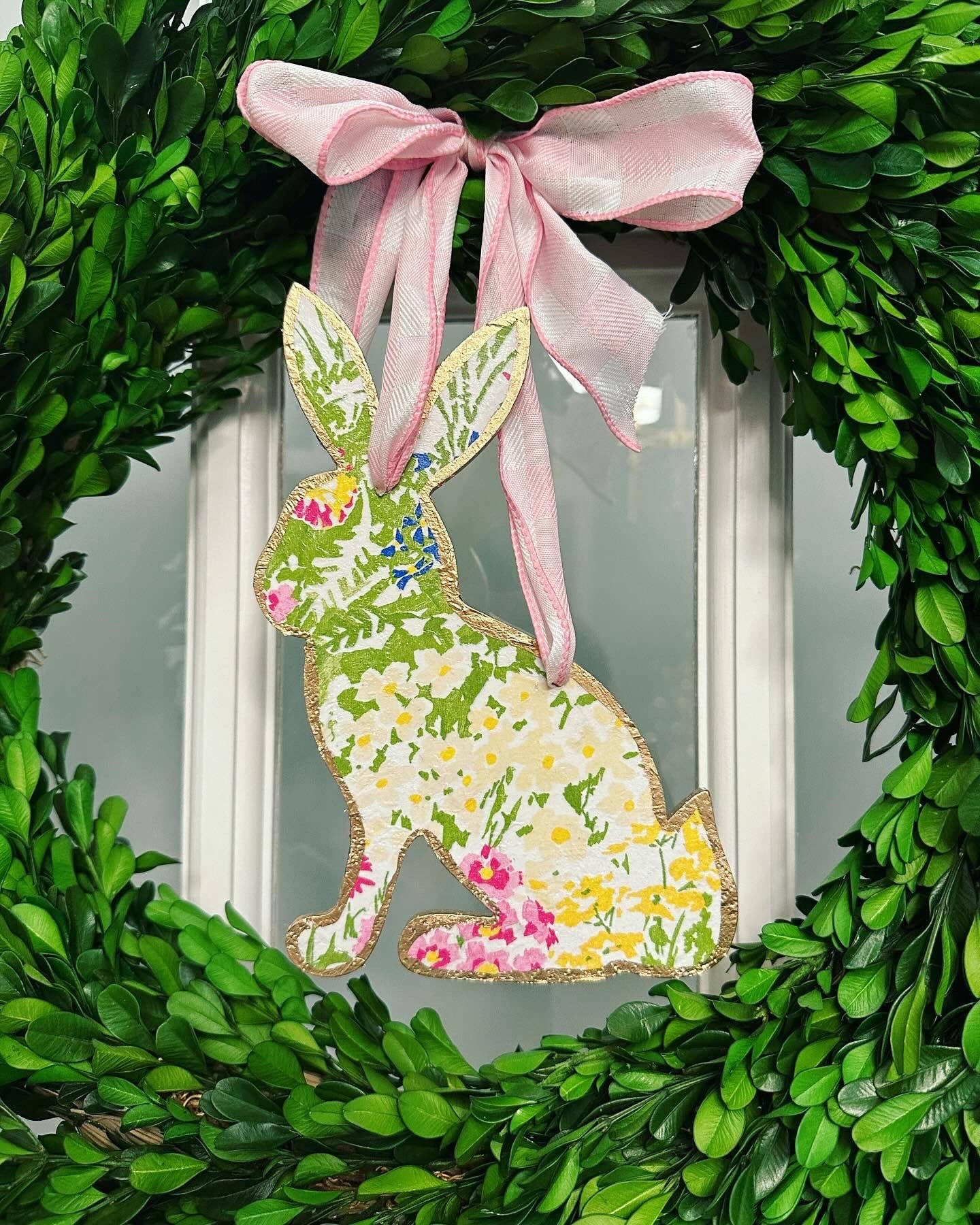Door Hanger - Bunny - Floral - 8”