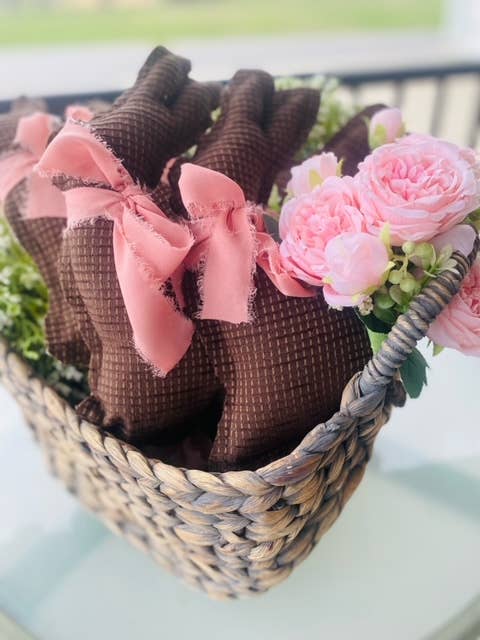 Easter Decor - Chocolate Bunny - Vintage Fabrics