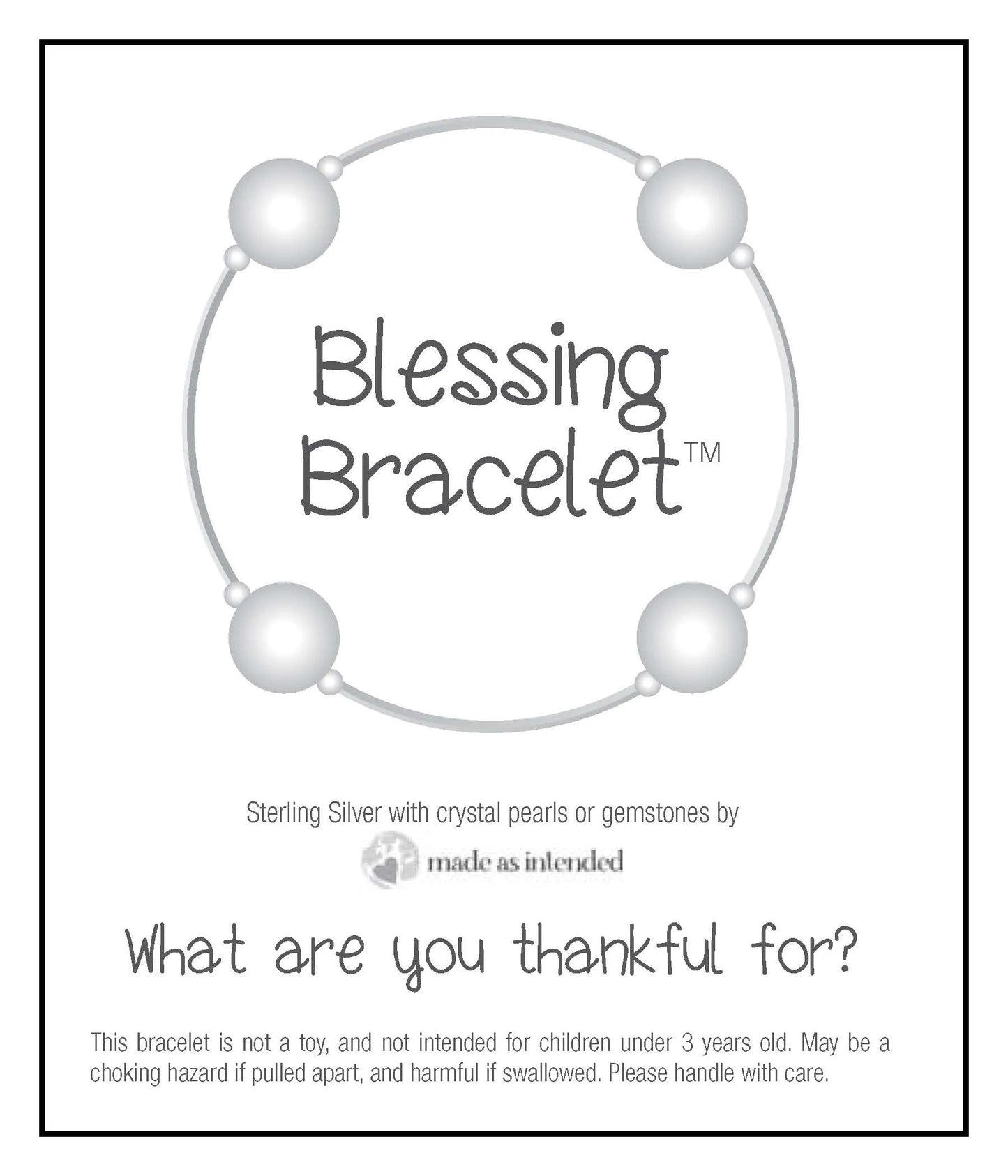 8mm White Pearl 6.5" Children's Size Blessing Bracelet with Sterling Silver Tubes
