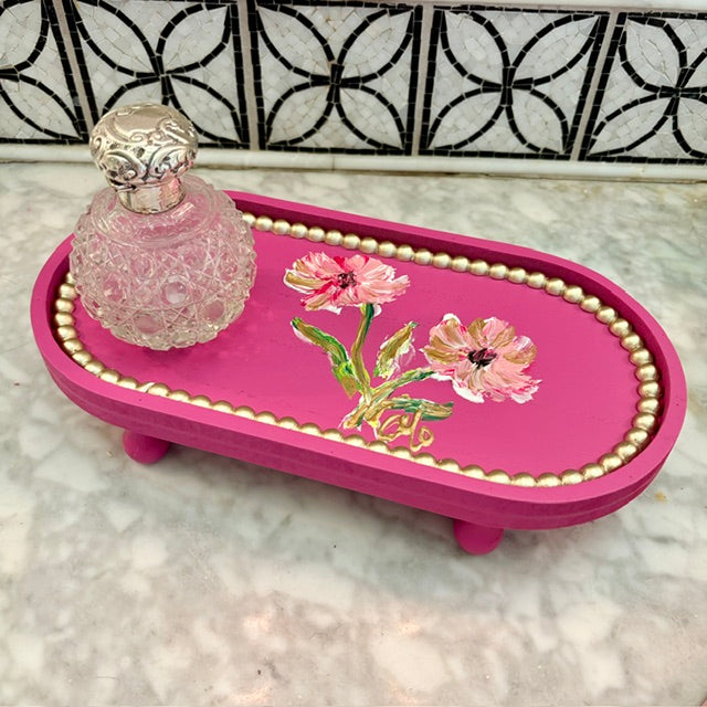 Tray - Handpainted Pink Floral