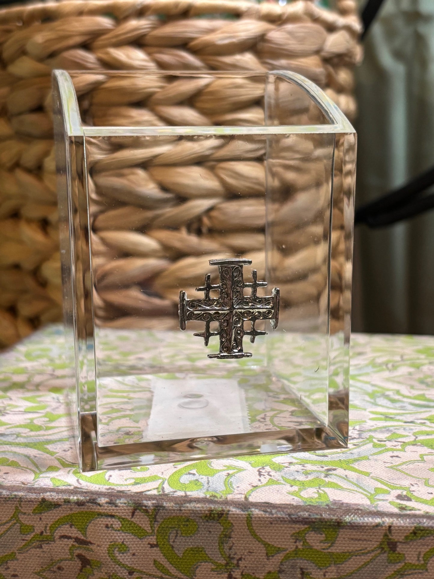 Pewter Medallion on Pencil/Make Up Holder / Assorted