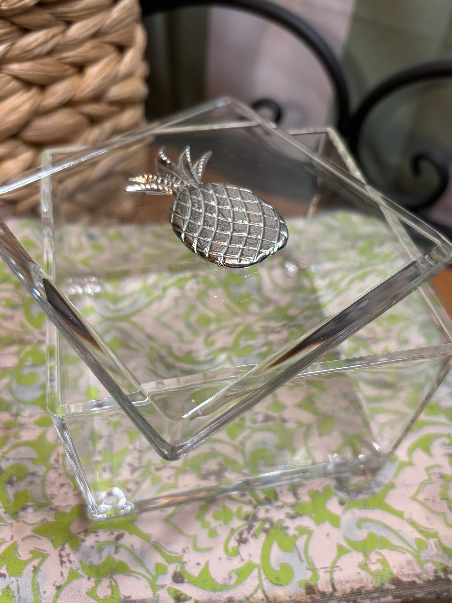 Pewter Medallion on Short Square Box / Assorted