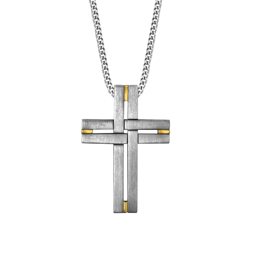 Basketweave Cross with Gold Accents