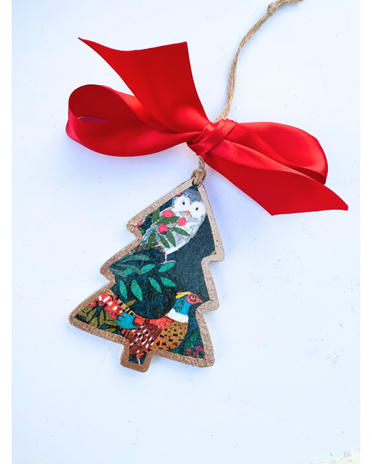 Ornament - Owl+Pheasant - Tree