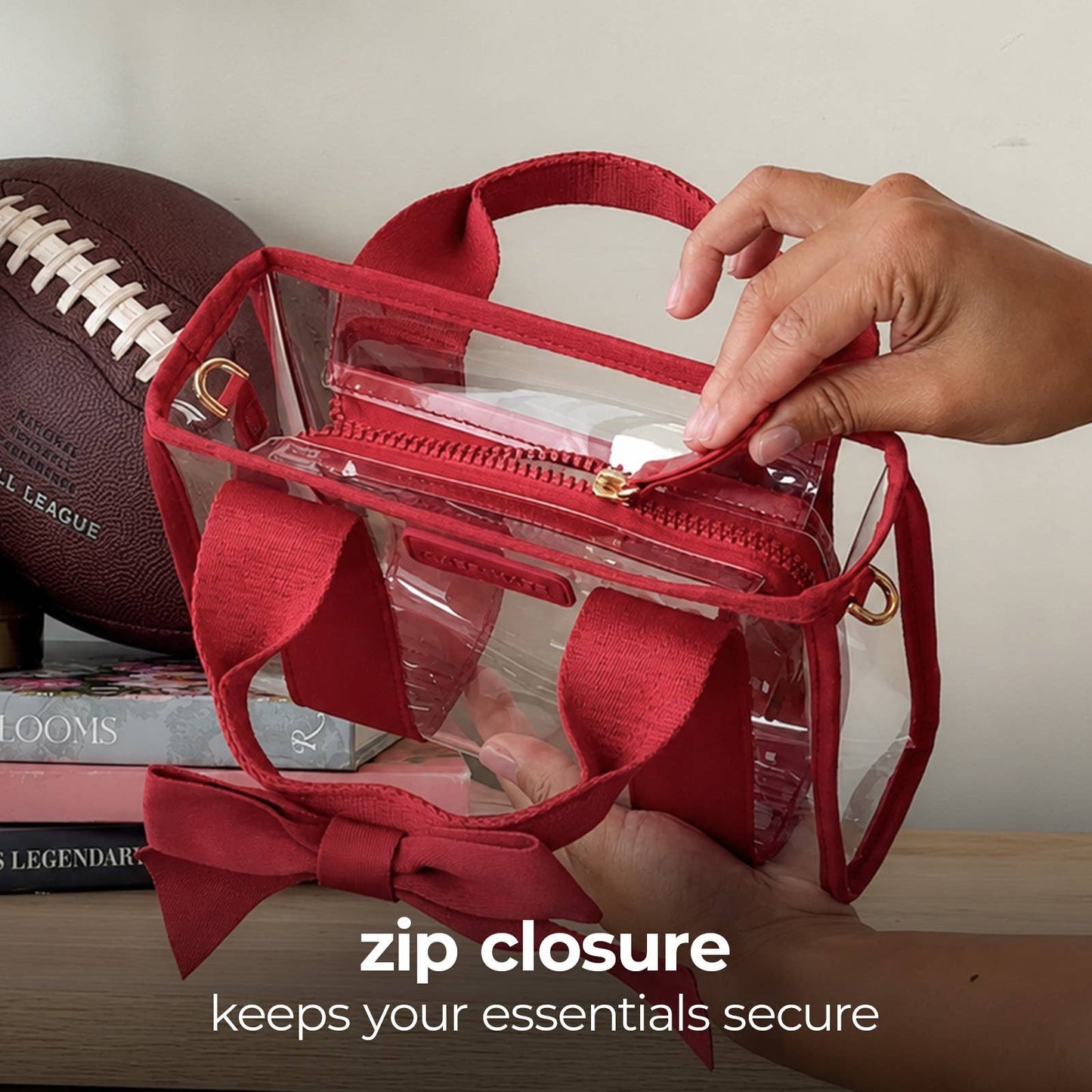 Crossbody/Handbag - Clear/Red + Bow