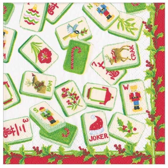 Cocktail Napkins - Christmas Mahjong