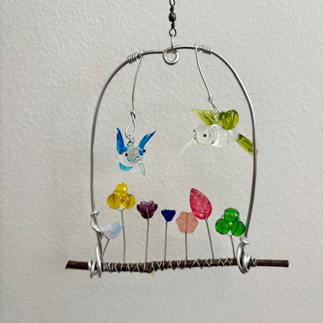 Suncatcher - Hummingbird Couple