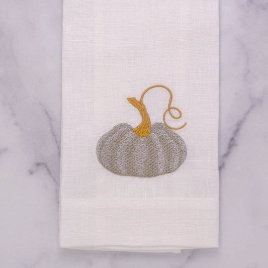 Tea Towel - Embroidered Linen - Pumpkin