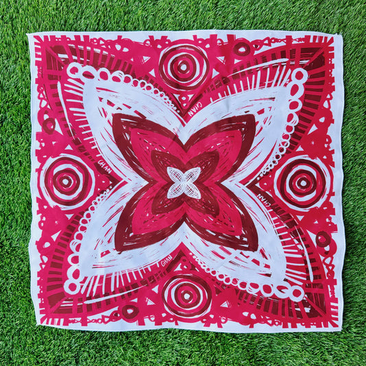 Chandana - Deep Red/Crimson/Garnet & White