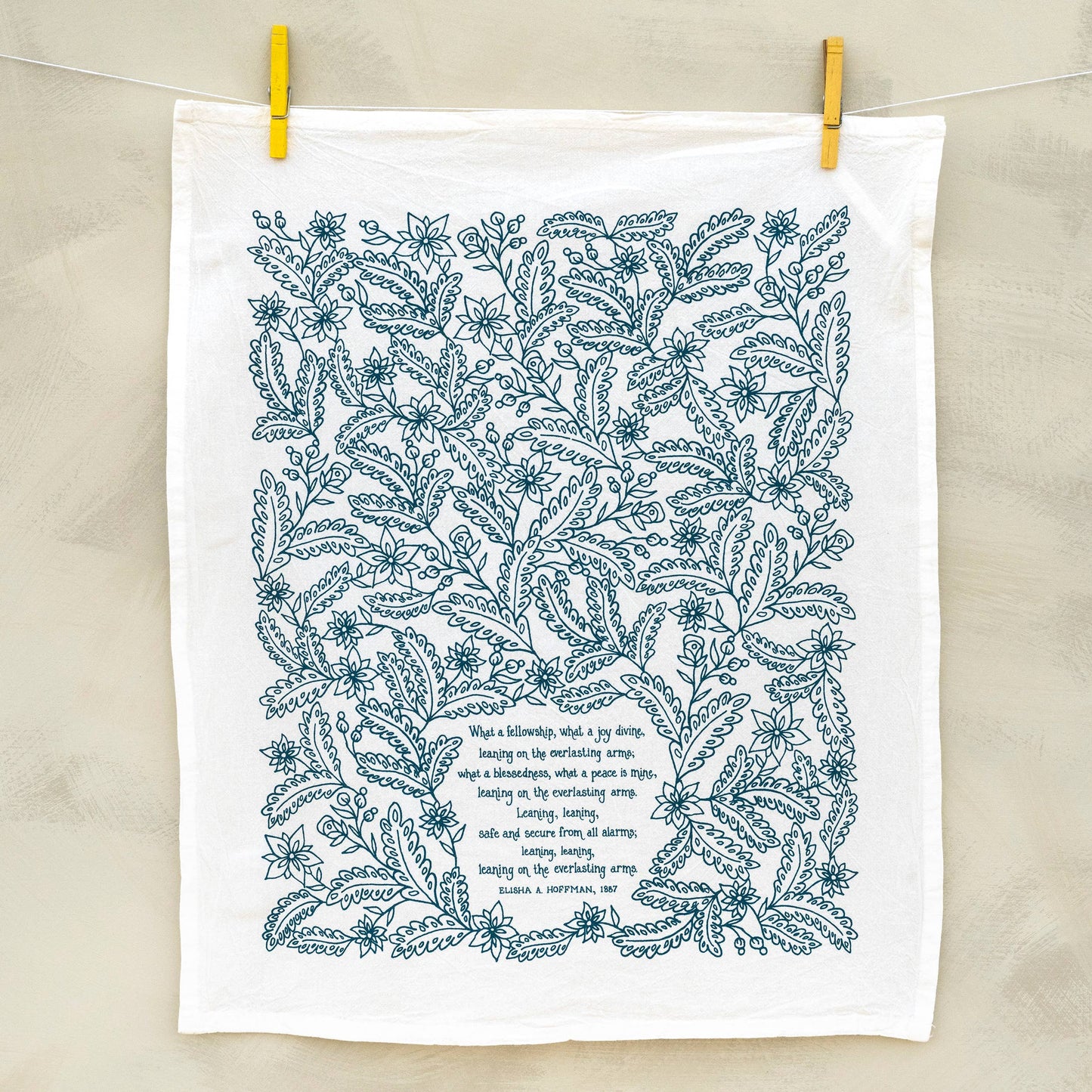 Hymn Tea Towel: Leaning on the Everlasting Arms