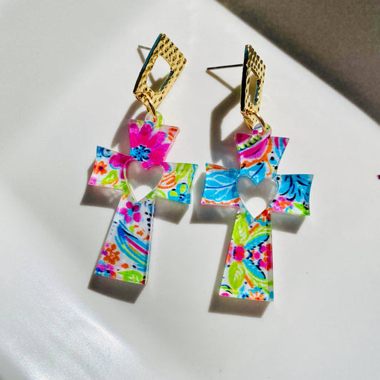 Earrings - Cross - Paisley