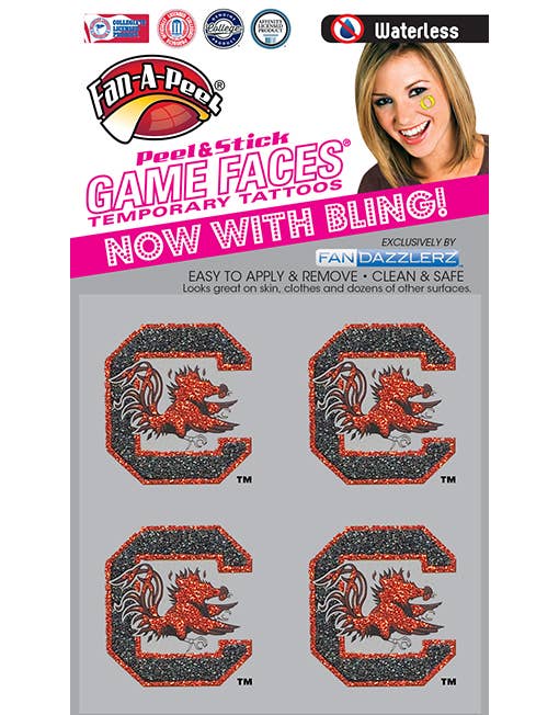 South Carolina - Game Faces Fandazzlerz Temporary Tattoos/Stickers