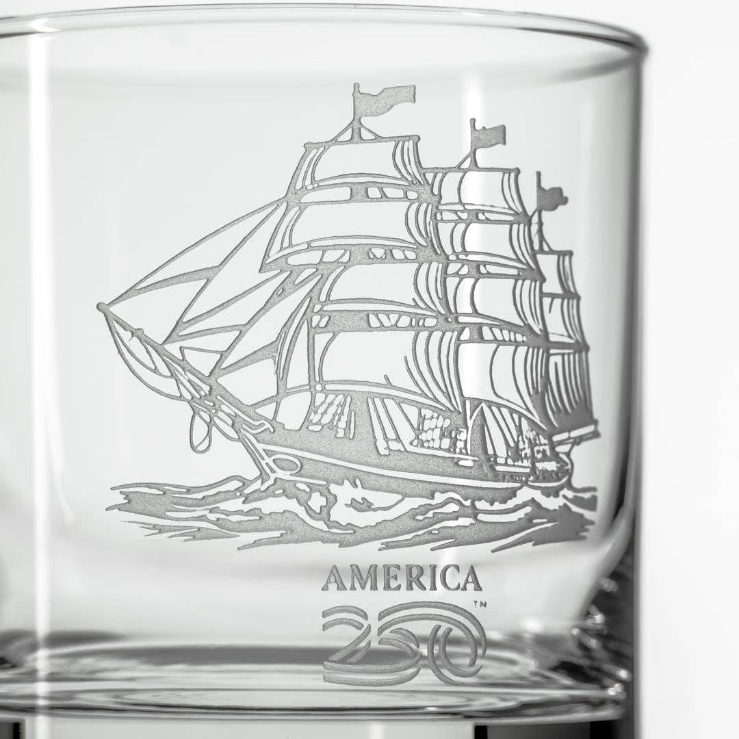 Barware - Whiskey Decanter & Rocks Glasses - Tall Ship - America250™