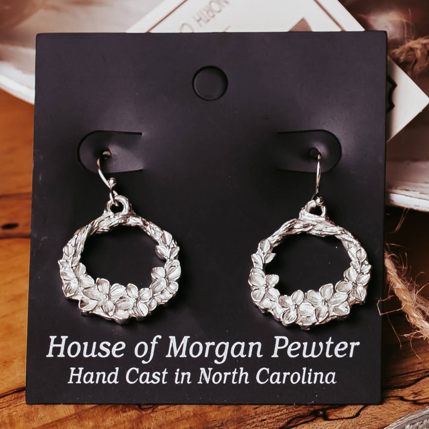 Earrings - Dogwood Wreath