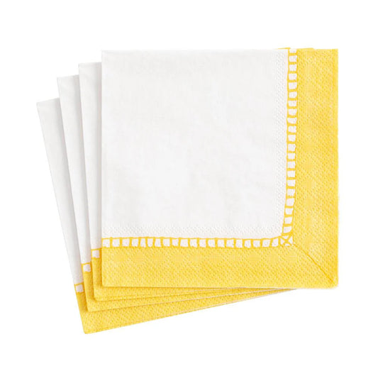 Cocktail Napkins - Linen Border Yellow