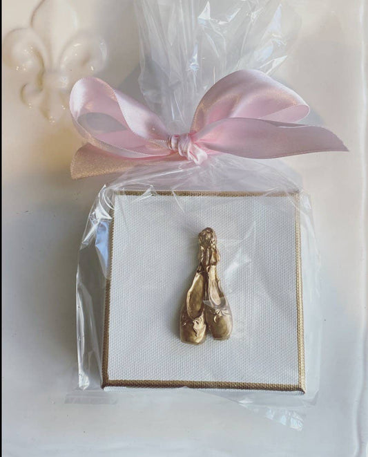 Hand Brushed Gold Leaf Ballerina Ballet Slipper Canvas Art