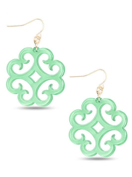 Circular Wave Acrylic Earrings - Mint