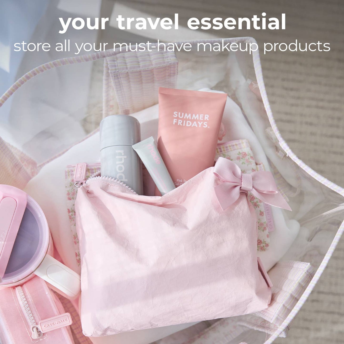 Zip Bag - Pink Bow Crinkle