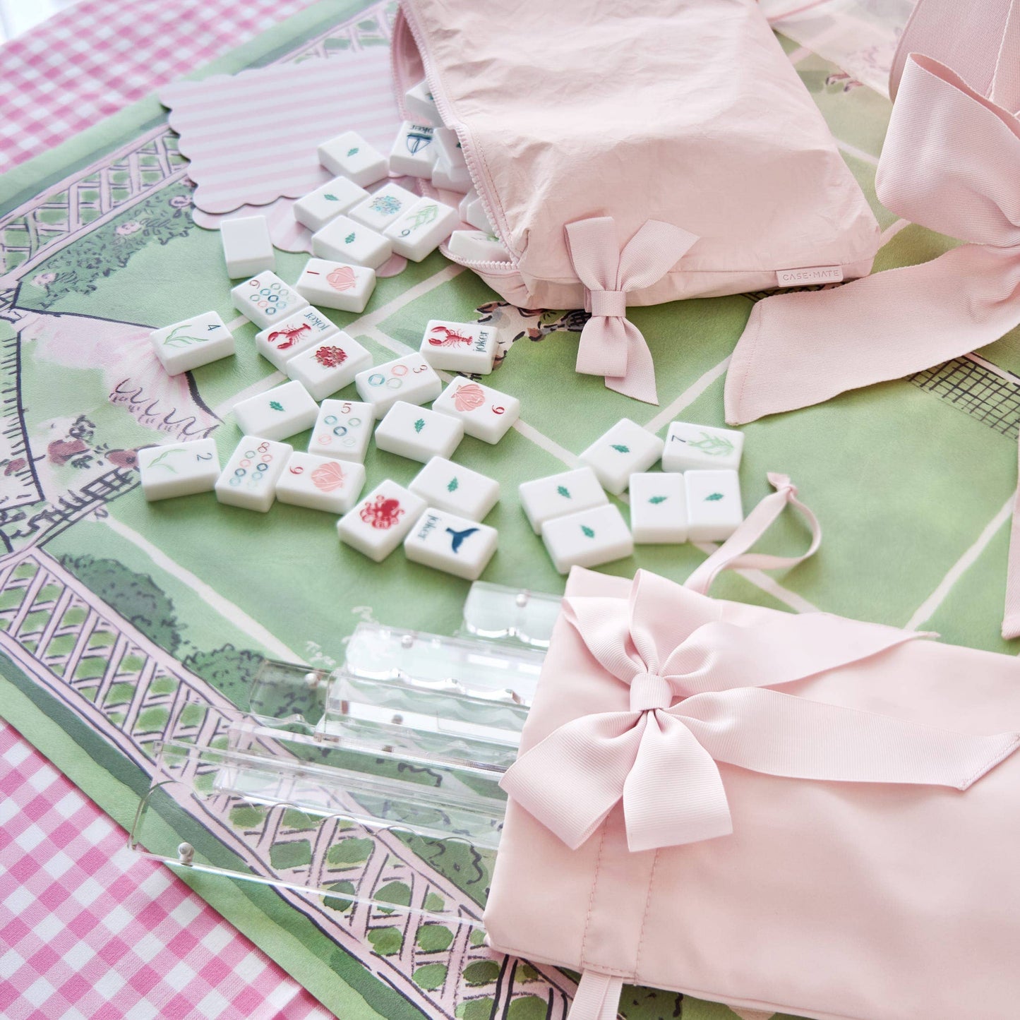 Mahjong Tote Set - Ballet Pink Bow