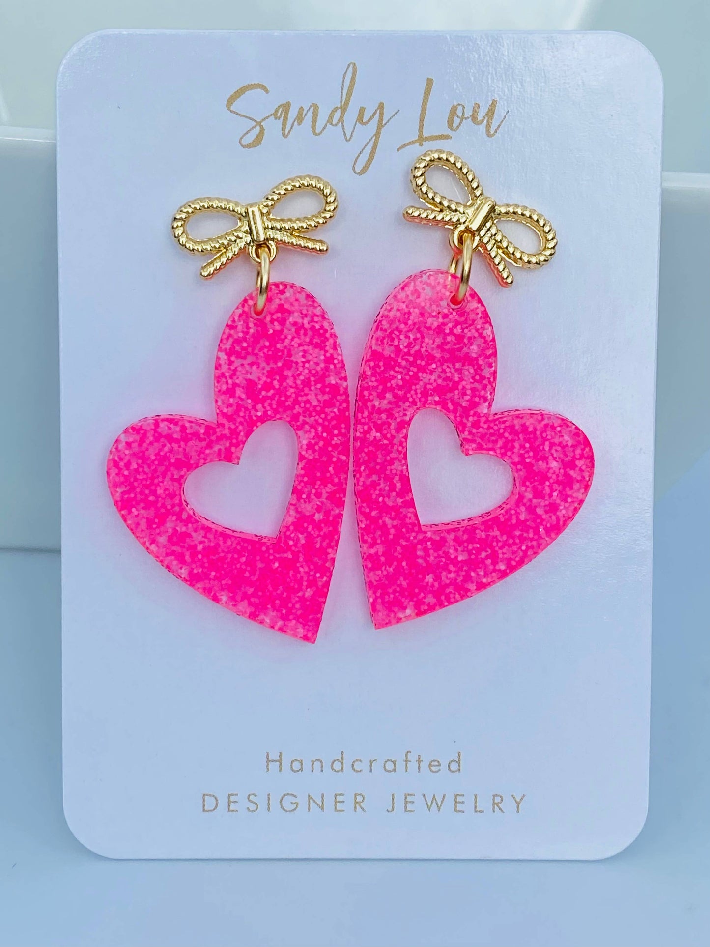 Earrings - Heart w Bow