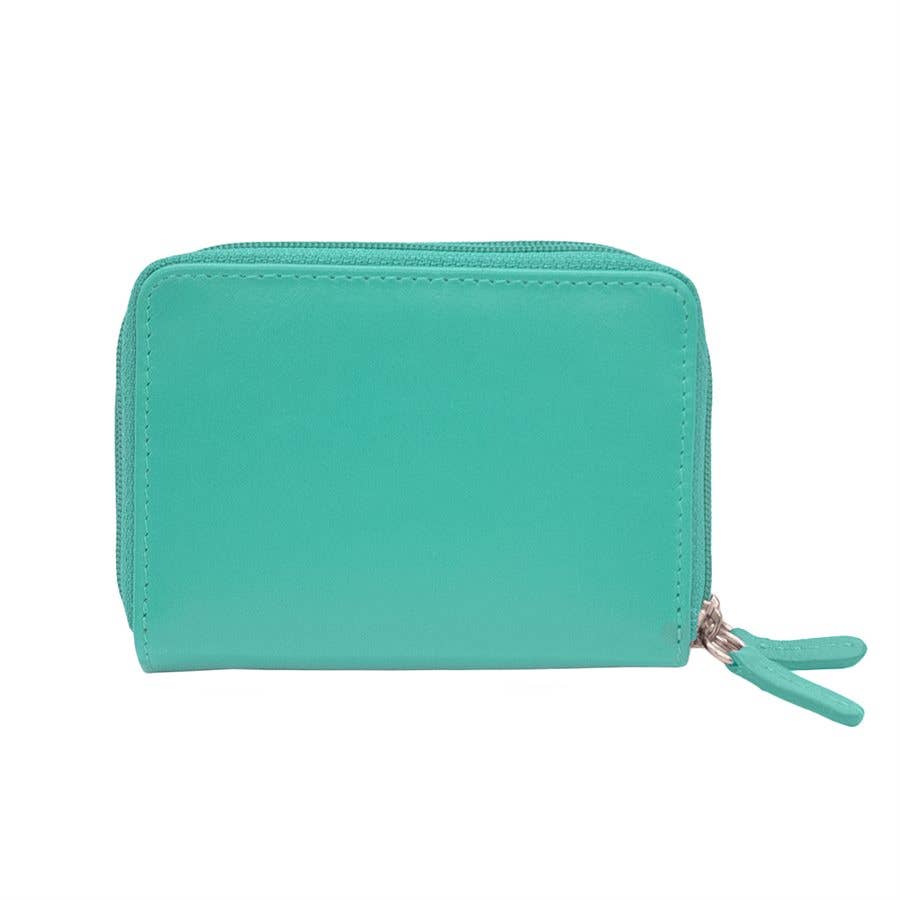 Leather Double Zip Accordion Wallet