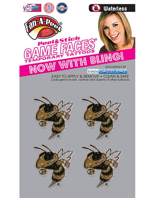 Georgia Tech - Game Faces Fandazzlerz Temporary Tattoos/Stickers