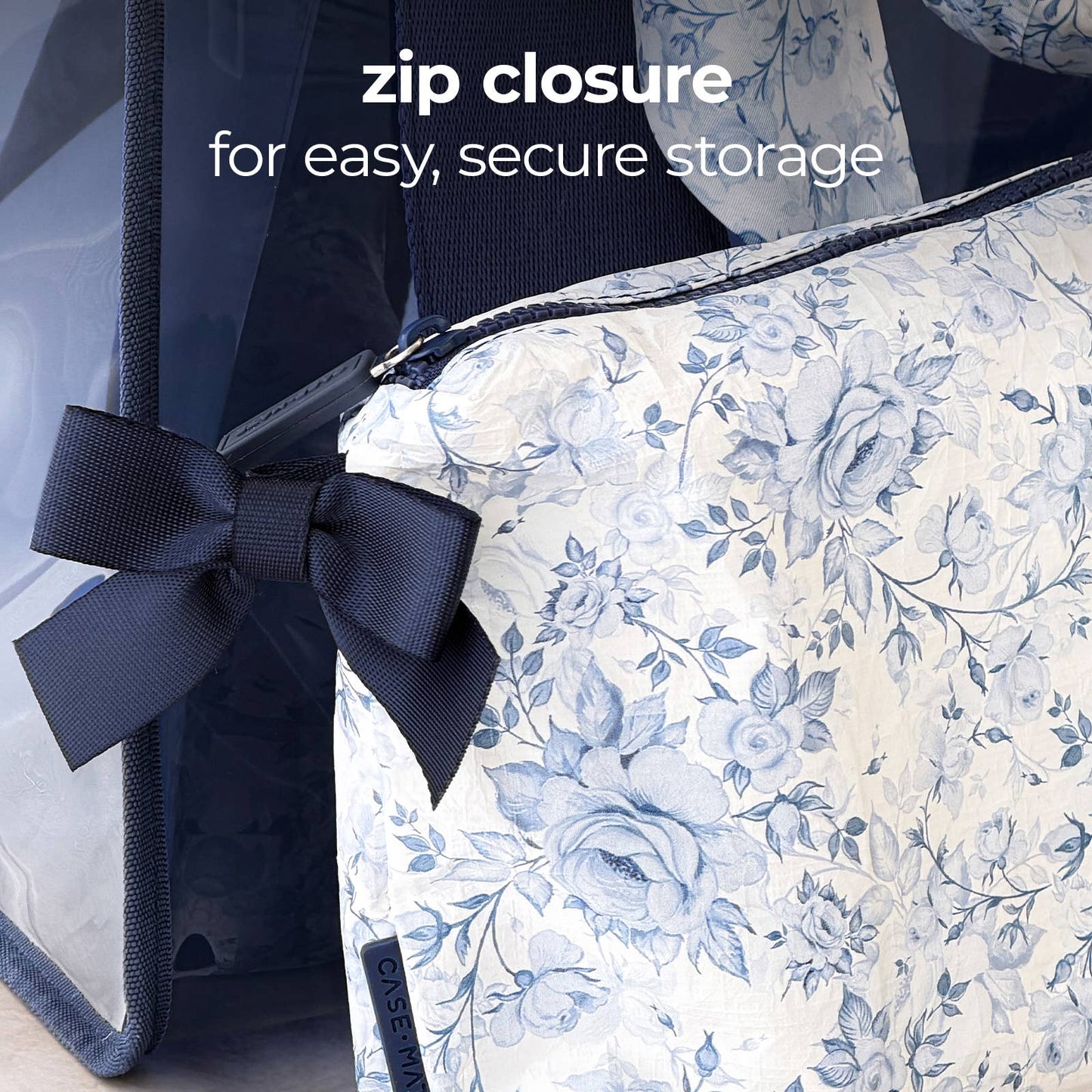 Zip Bag - Navy Bow Crinkle