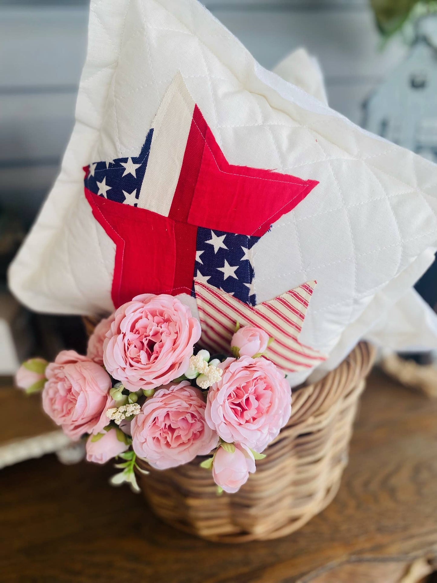 Americana Pillow - Upcycled & Vintage Fabrics