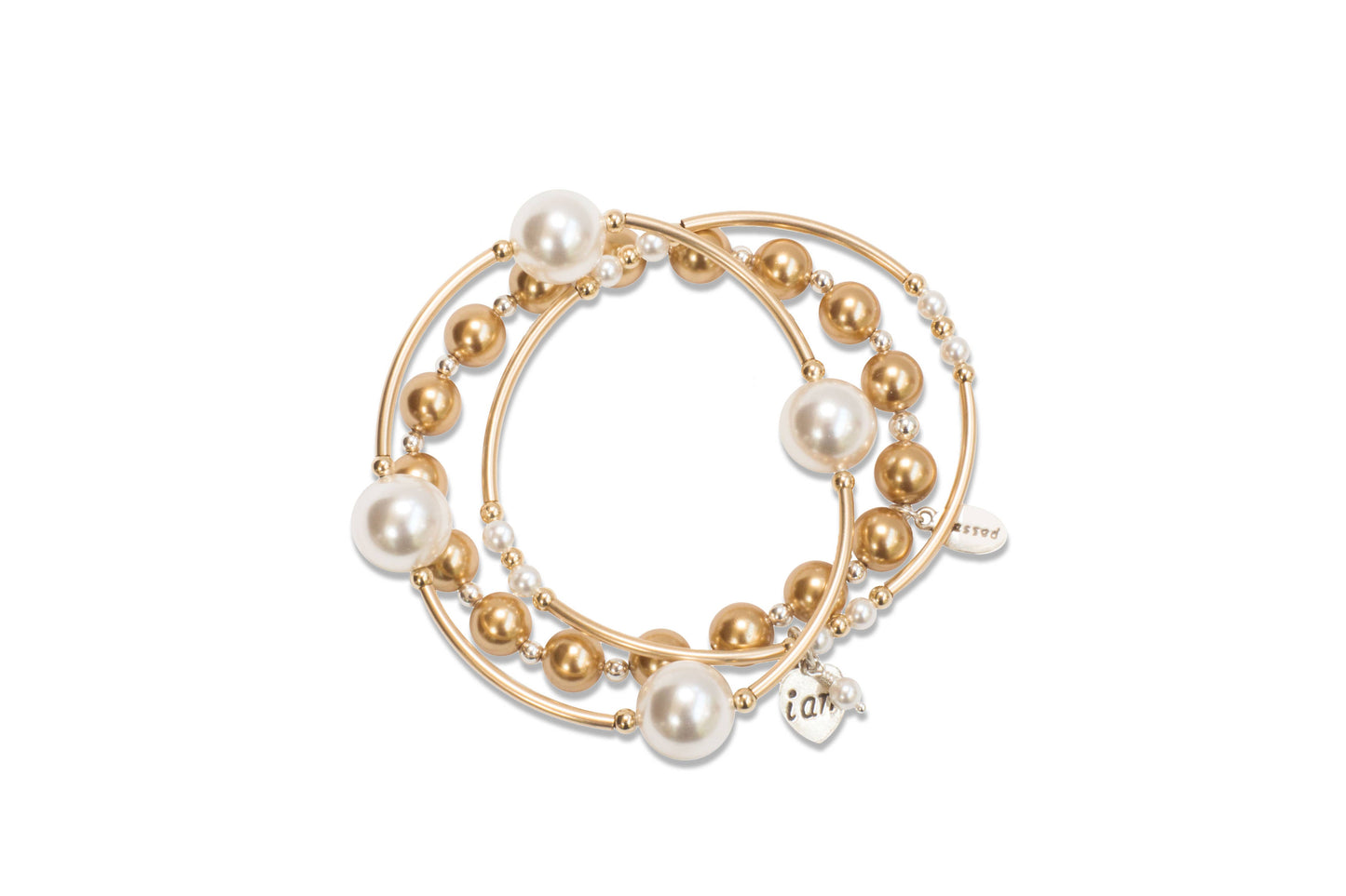 12mm White Pearl Blessing Bracelet with Gold Filled Tubes