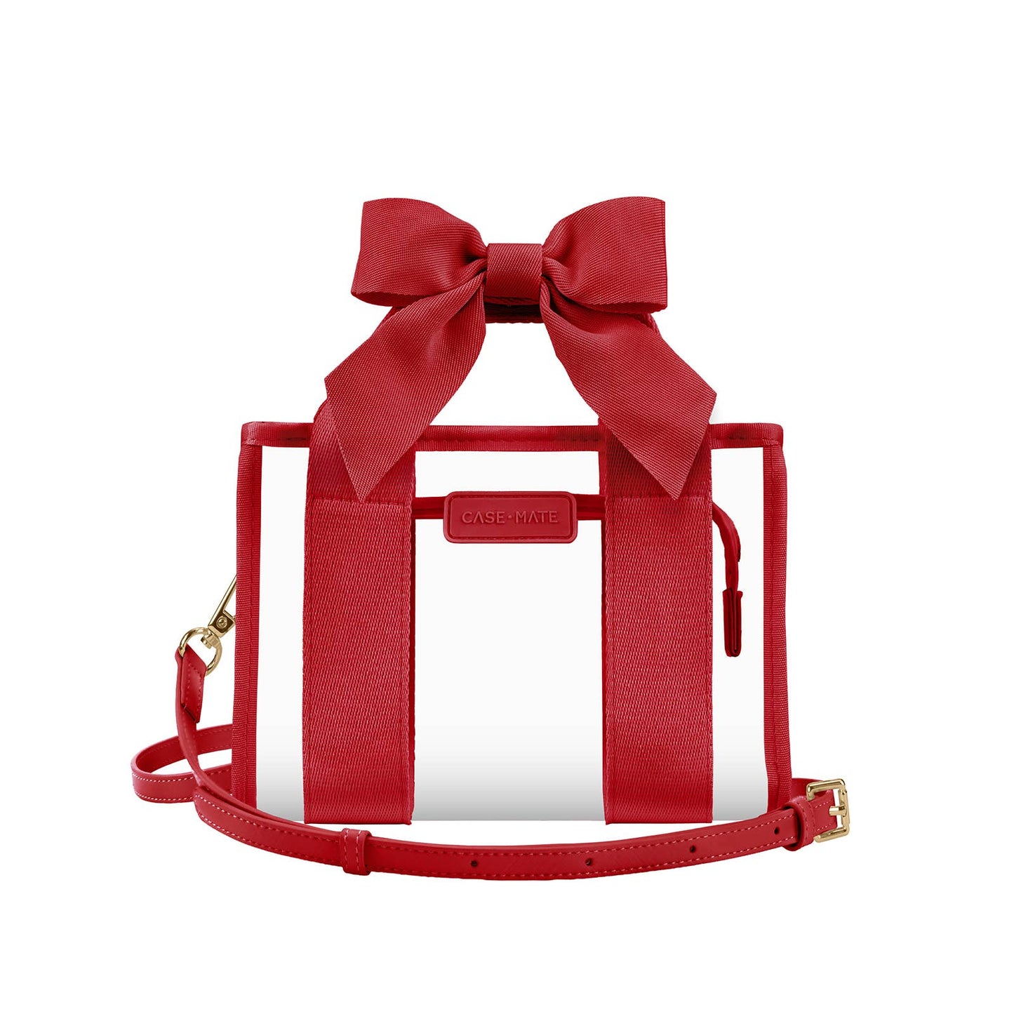 Crossbody/Handbag - Clear/Red + Bow