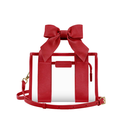 Crossbody/Handbag - Clear/Red + Bow