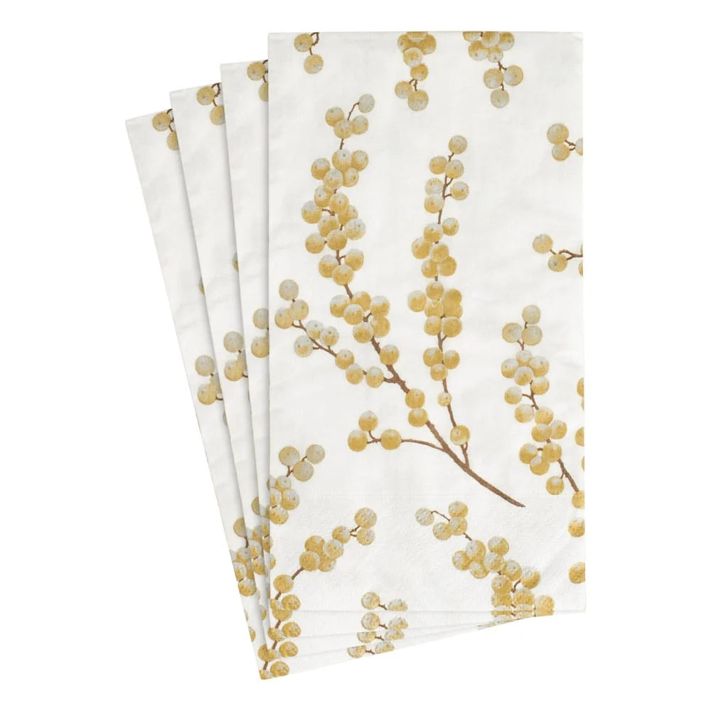 Guest Towels/Hostess Napkins - Berry Branches (Gold)