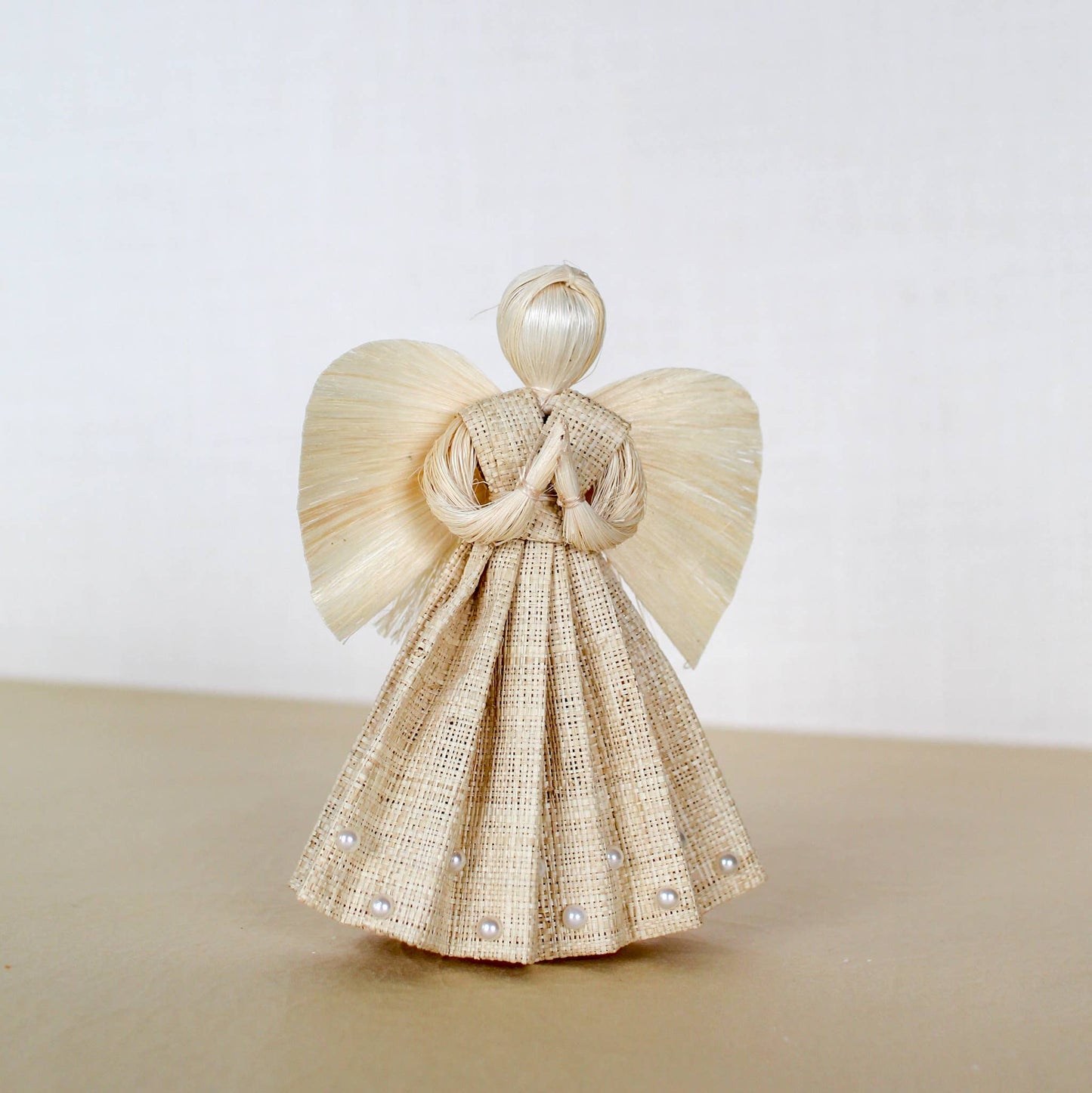 Ornament - Angel - Pleated Raffia w/Pearls
