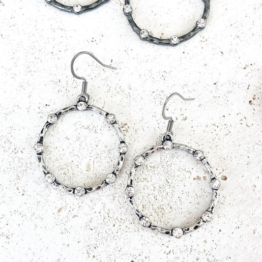 Earrings - Front Facing Hoops - Burnished silver