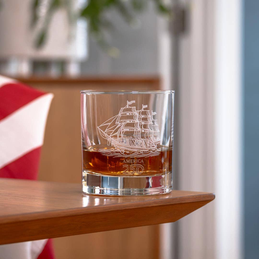 Barware - Whiskey Decanter & Rocks Glasses - Tall Ship - America250™