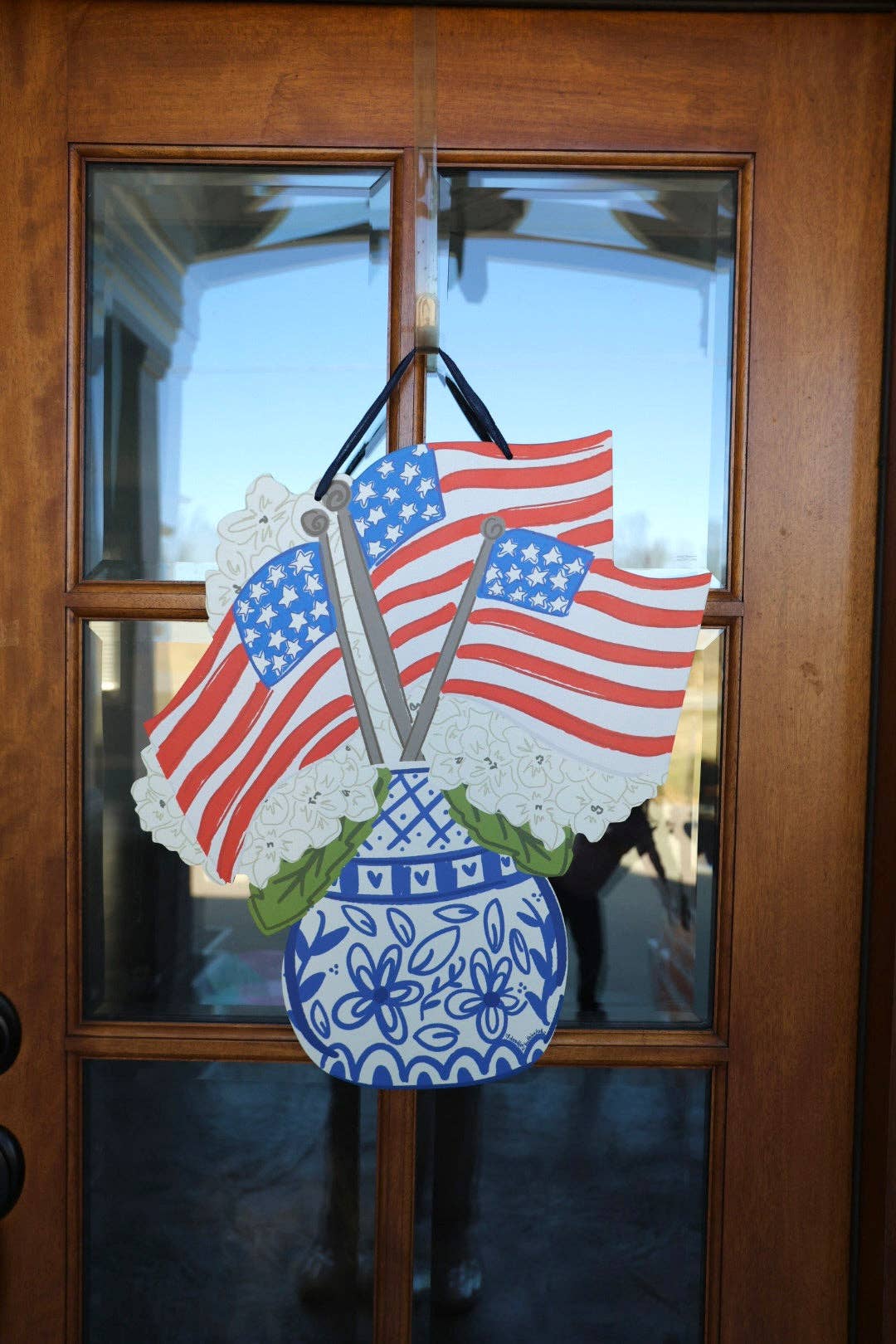 Door Hanger - Ginger Jar - 24" Flags & Hydrangeas
