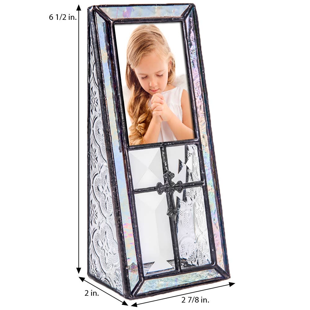 2x3 Glass Photo Frame with Cross