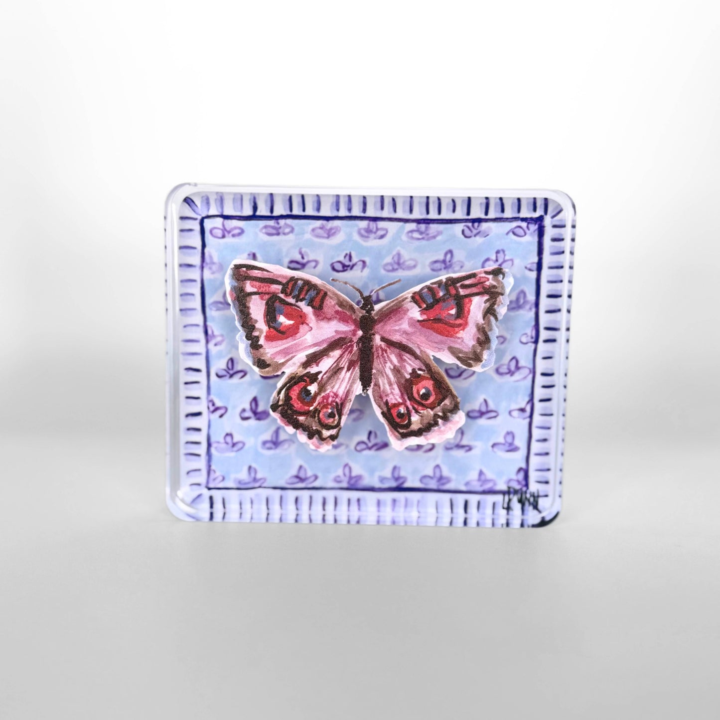 Acrylic Butterfly Block - Purple on Fleur De Lis