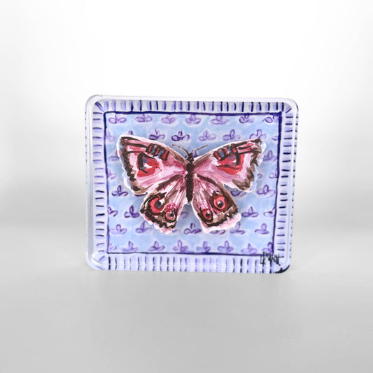 Acrylic Butterfly Block - Purple on Fleur De Lis