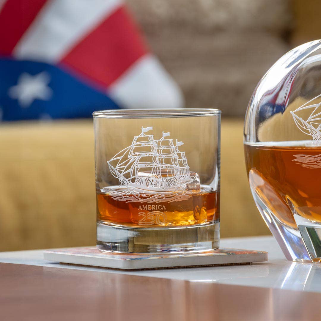 Barware - Whiskey Decanter & Rocks Glasses - Tall Ship - America250™