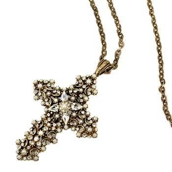 Necklace - Cross - Pearl Lace