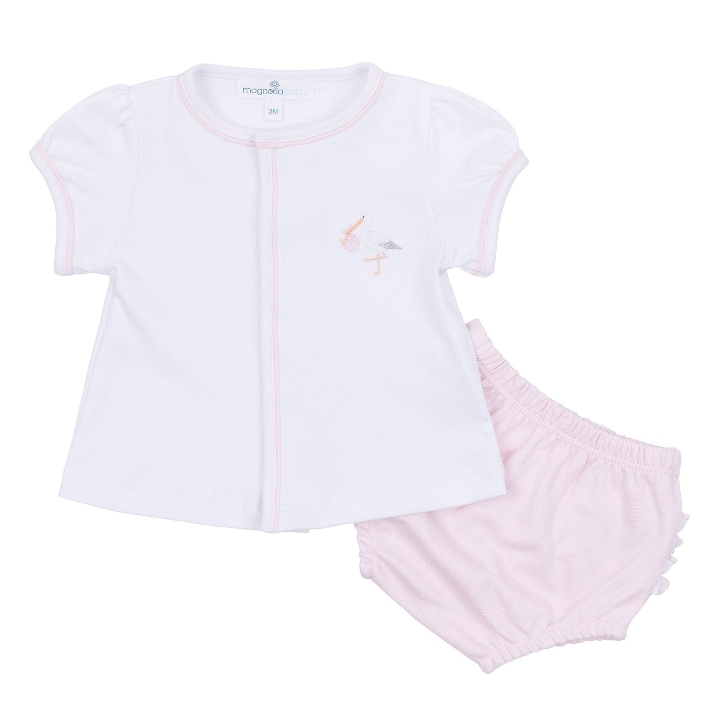 Diaper Cover Set - Pink Stork