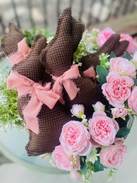 Easter Decor - Chocolate Bunny - Vintage Fabrics