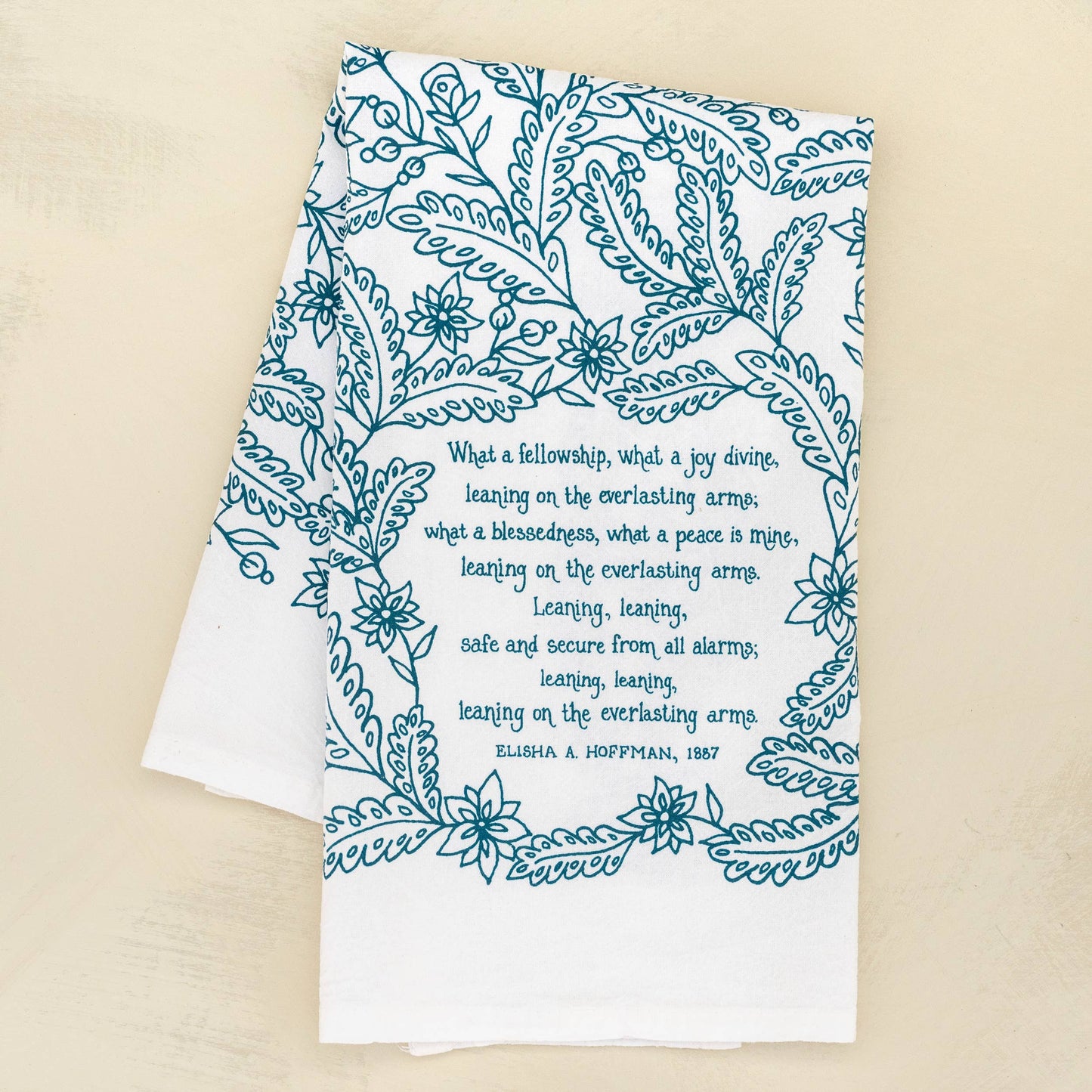 Hymn Tea Towel: Leaning on the Everlasting Arms