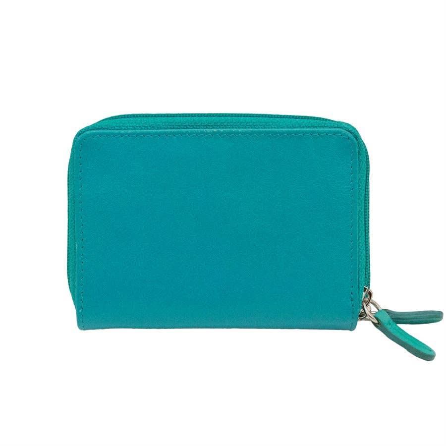 Leather Double Zip Accordion Wallet