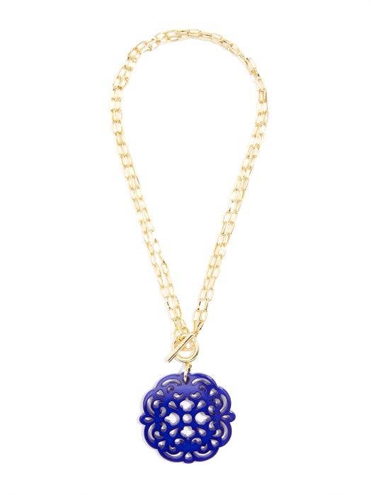 Allure Acrylic Pendant Necklace - Cobalt
